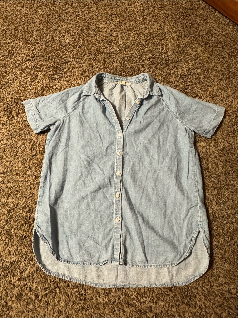 Madewell Light Blue Short-Sleeve Button-Down Denim Shirt